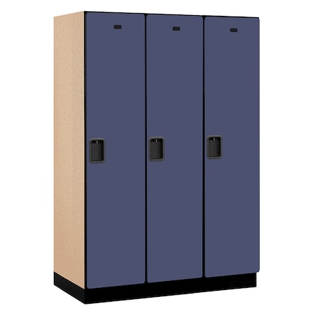 Salsbury Industries 1 Tier Designer Locker, 54"Wx76"Hx21"D, 3 Door, Blue 18-21361BLU